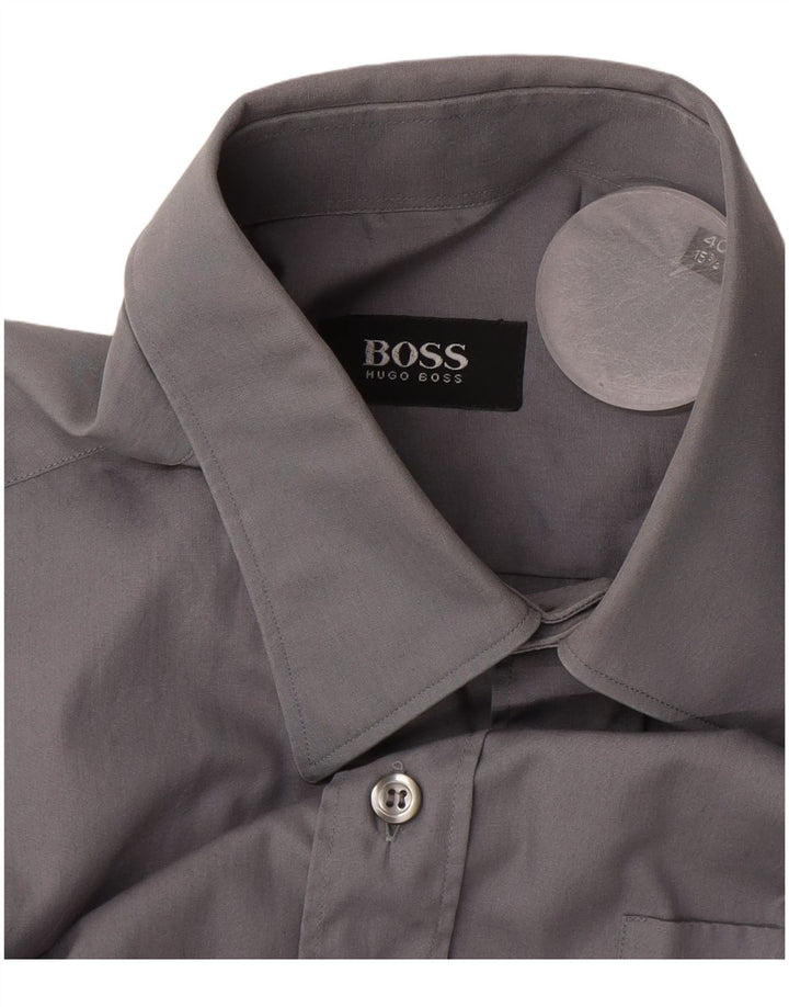 Мужская рубашка Hugo Boss, размер 40 15 1/2, средний серый