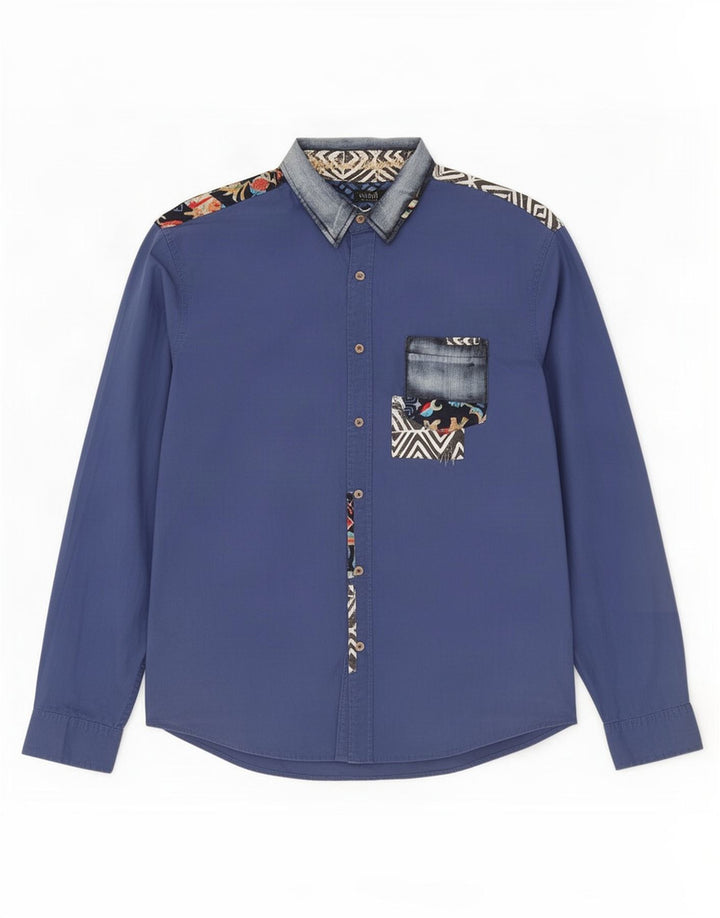 Мужская рубашка Desigual 2XL синяя с геометрическим узором