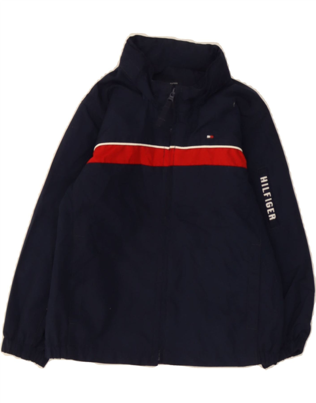 TOMMY HILFIGER Boys Hooded Windbreaker Jacket 2-3 Years Navy Blue Vintage Tommy Hilfiger and Second-Hand Tommy Hilfiger from Messina Hembry 