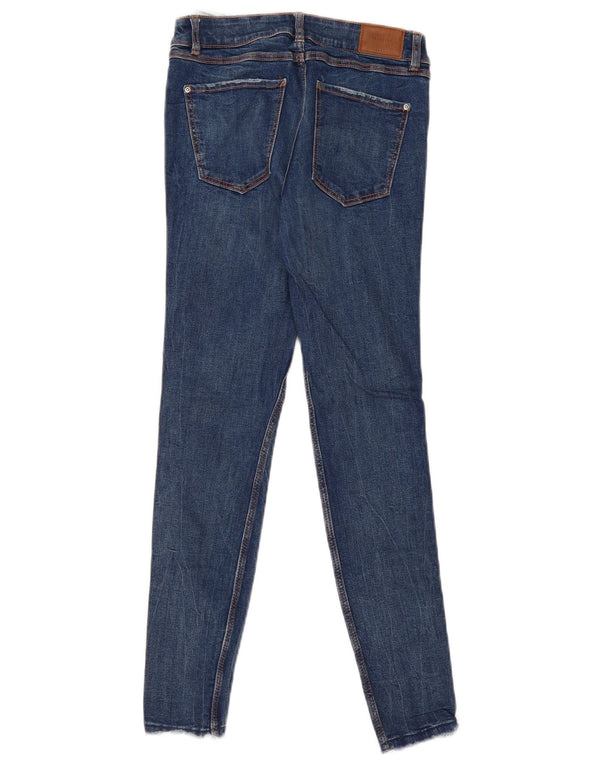 Женские джинсы скинни Zara EU 38, маленькие W28 L27, хлопок в синюю полоску