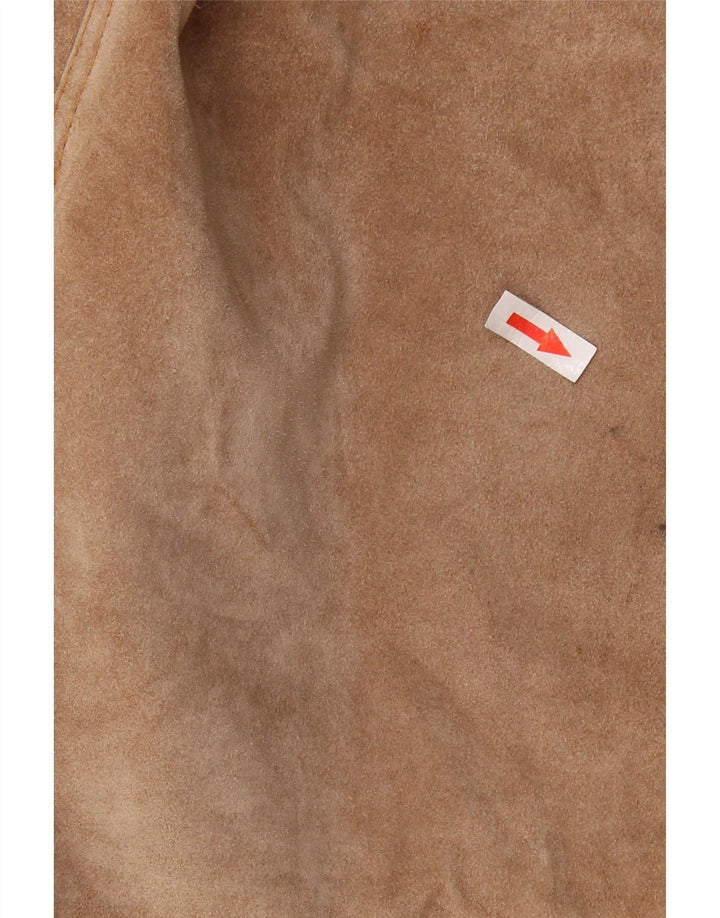 Винтажный женский замшевый пиджак на 3 пуговицах, Великобритания 12, средний коричневый цвет