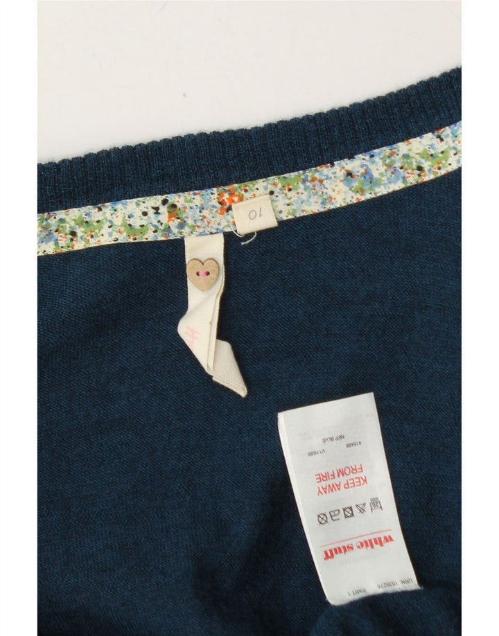 WHITE STUFF Womens Open Cardigan Sweater UK 10 Small Navy Blue Wool Vintage White Stuff and Second-Hand White Stuff from Messina Hembry 