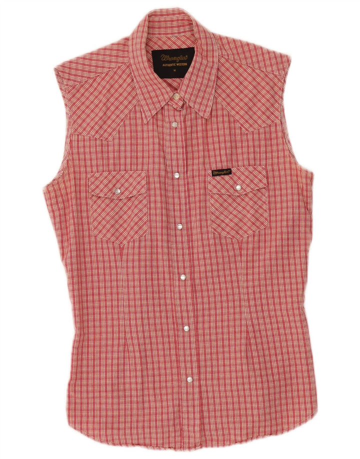 Женская рубашка без рукавов WRANGLER UK 12, средний красный полиэстер в клетку