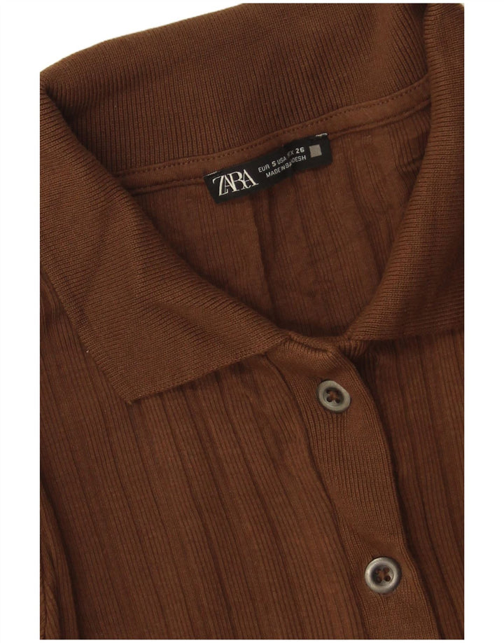 Женский укороченный кардиган Zara UK 10, маленький коричневый цвет