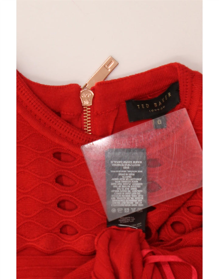 Женское платье А-силуэта без рукавов TED BAKER, размер 0 2XS, красный акрил