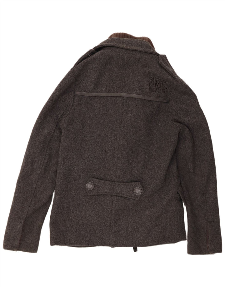 Мужское бушлат Superdry UK 38, шерсть среднего серого цвета