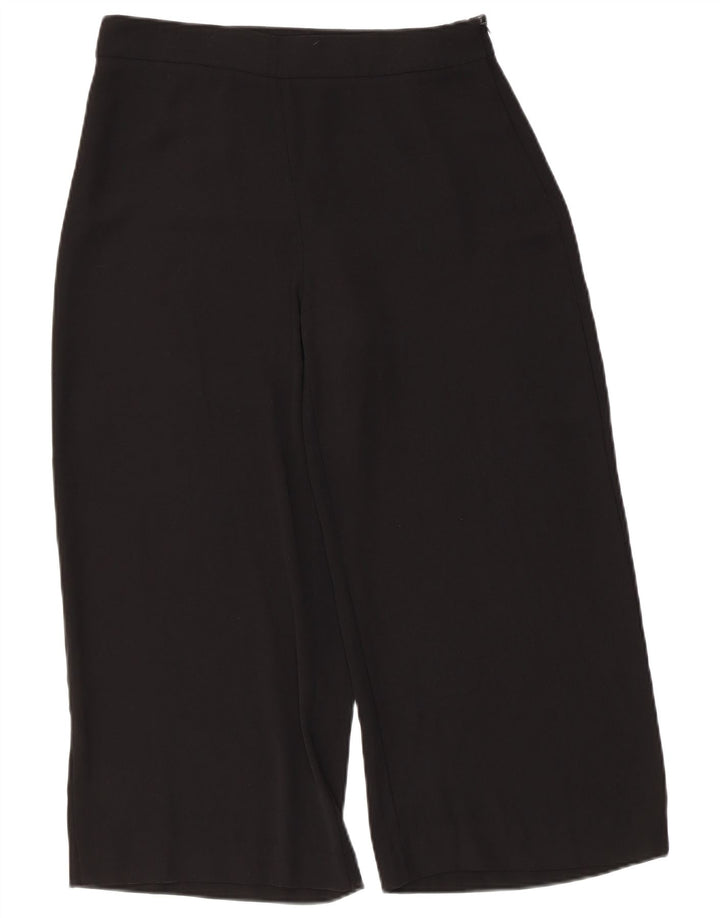 Zara Женские широкие брюки-капри с завышенной талией, средние W30 L22, черные