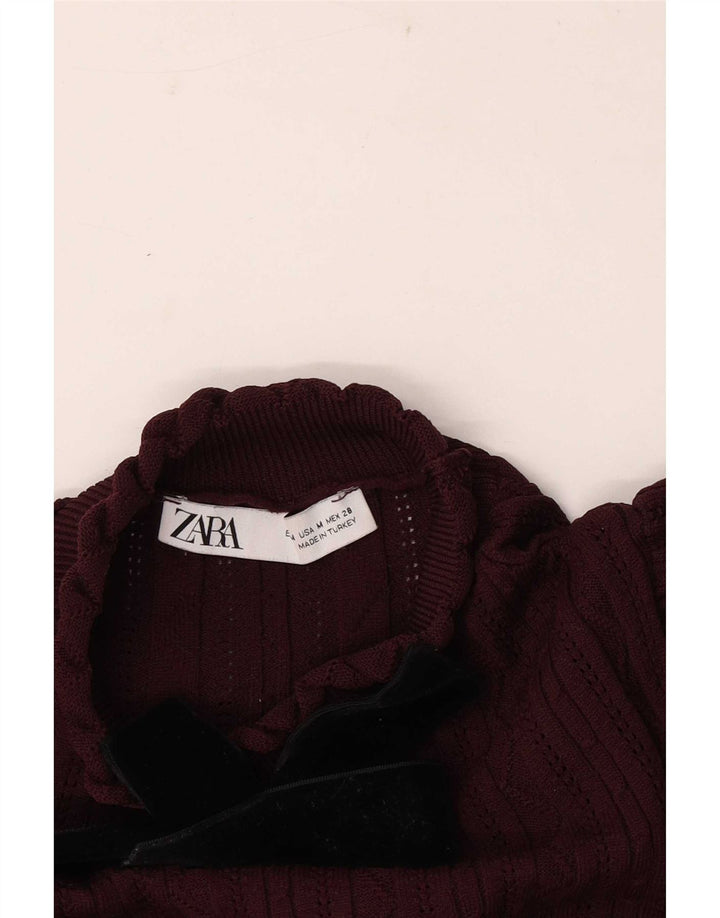 Женская блузка с длинным рукавом Zara UK 12, средний бордовый цвет
