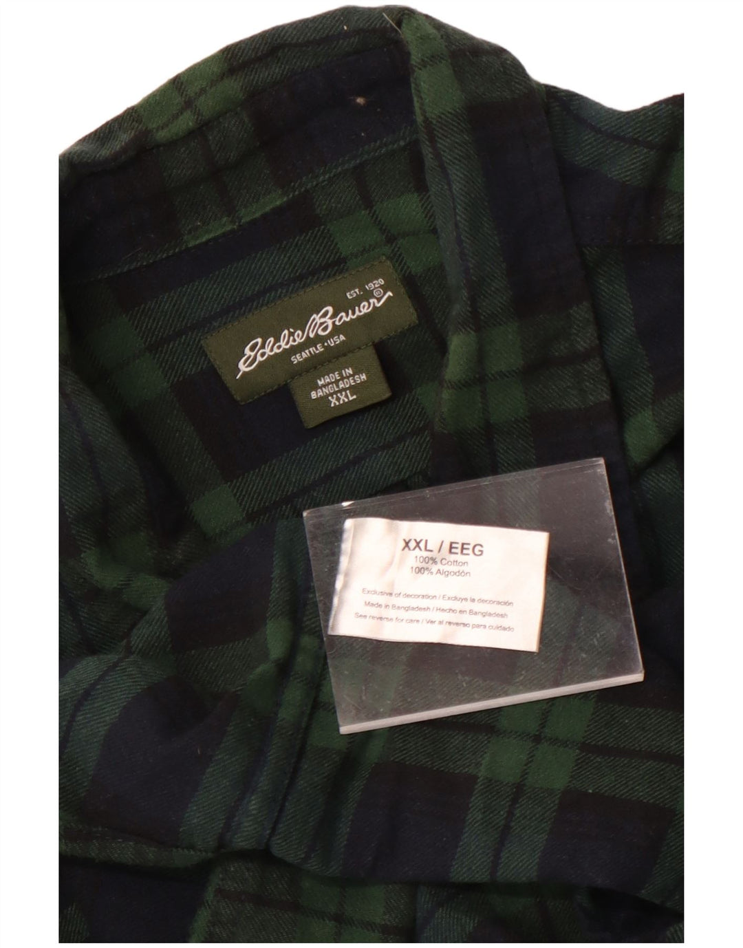Мужская фланелевая рубашка Eddie Bauer 2XL, зеленая клетка, хлопок