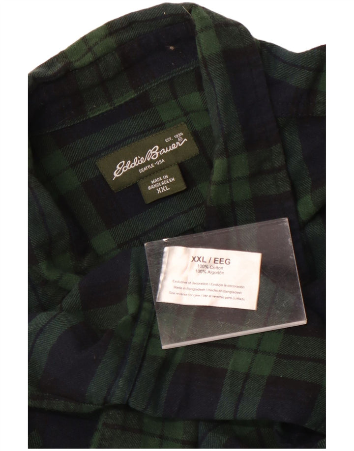 Мужская фланелевая рубашка Eddie Bauer 2XL, зеленая клетка, хлопок