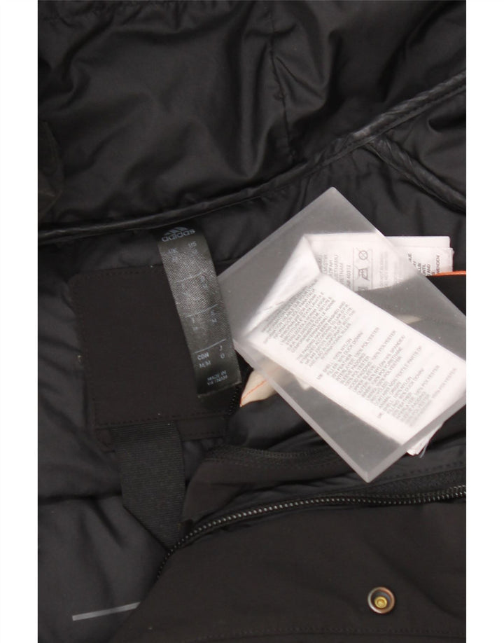Adidas Мужское стеганое пальто с капюшоном UK 38 Medium Black Nylon