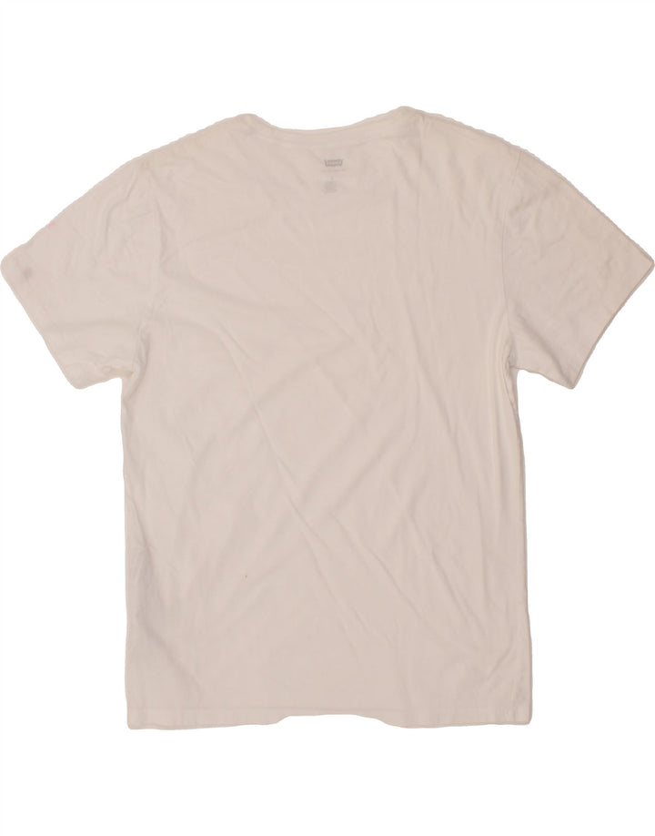 LEVI'S Womens T-Shirt Top UK 14 Large White Cotton Vintage Levi's and Second-Hand Levi's from Messina Hembry 