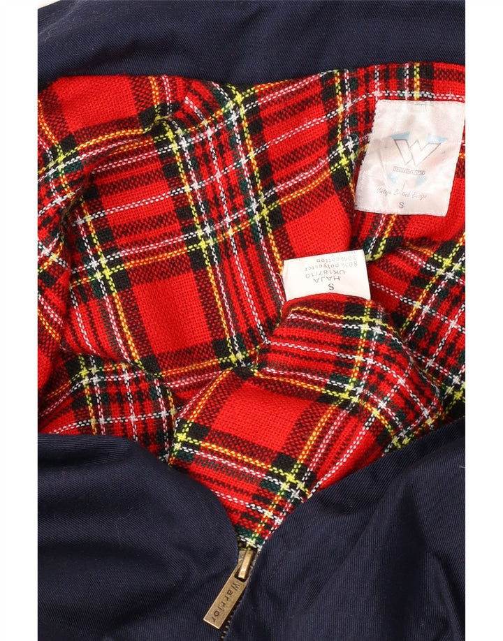 Винтажная мужская куртка-бомбер UK 36, маленькая, темно-синяя, полиэстер