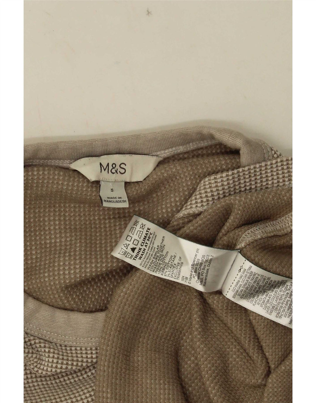 Мужской топ Marks & Spencer с длинным рукавом, средний бежевый, хлопок