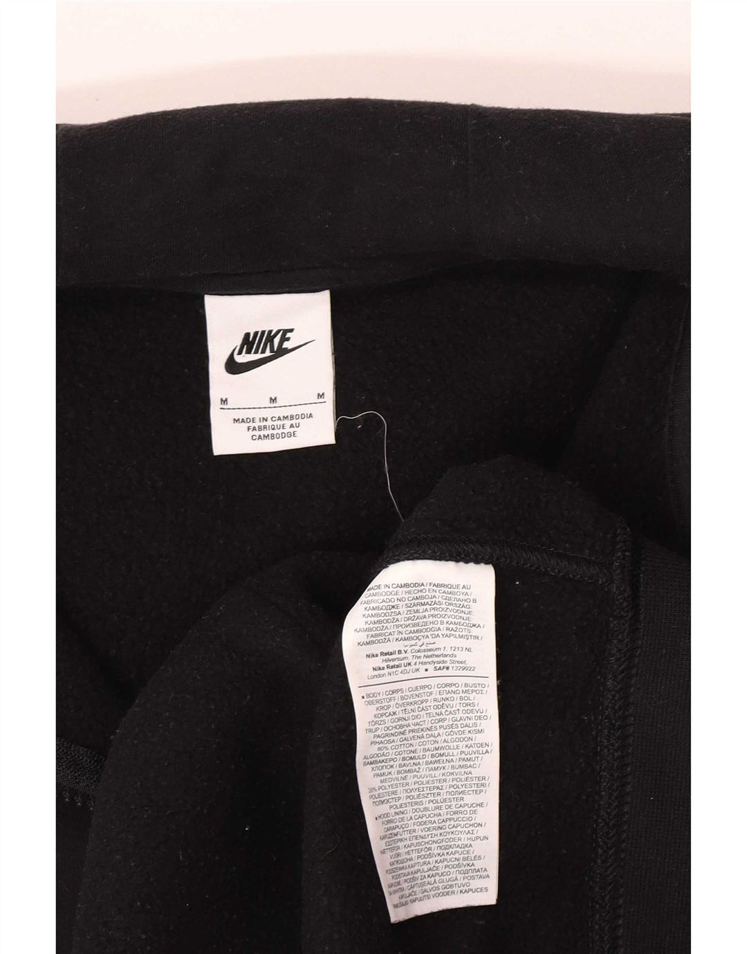 Мужской свитер с капюшоном на молнии Nike среднего размера, черный, хлопок
