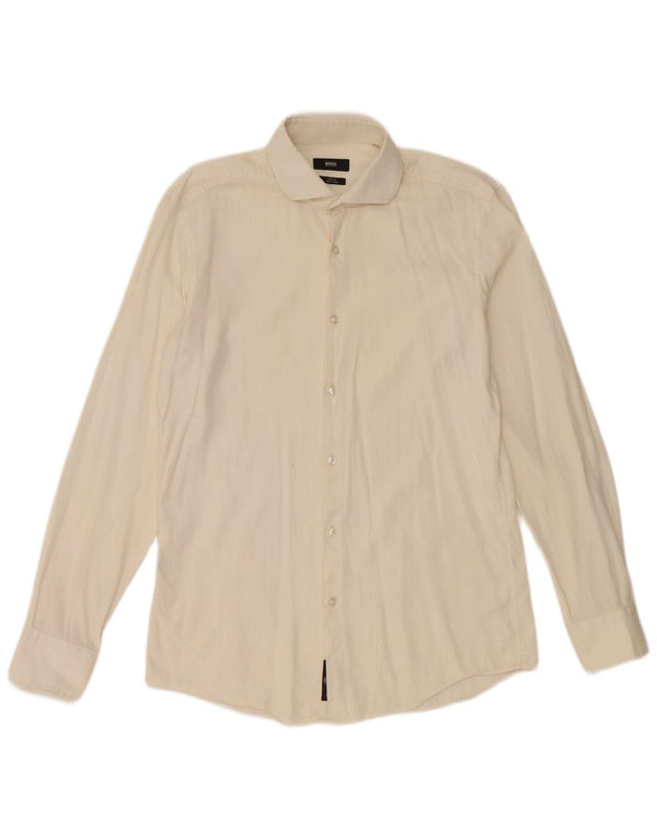 Hugo Boss Mens Slim Fit Shirt EU 40 Medium White