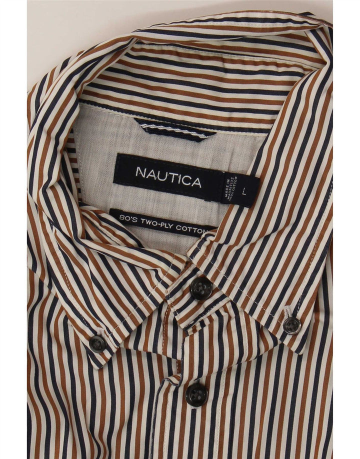 Мужская рубашка Nautica, большая хлопковая полоска в разноцветную полоску