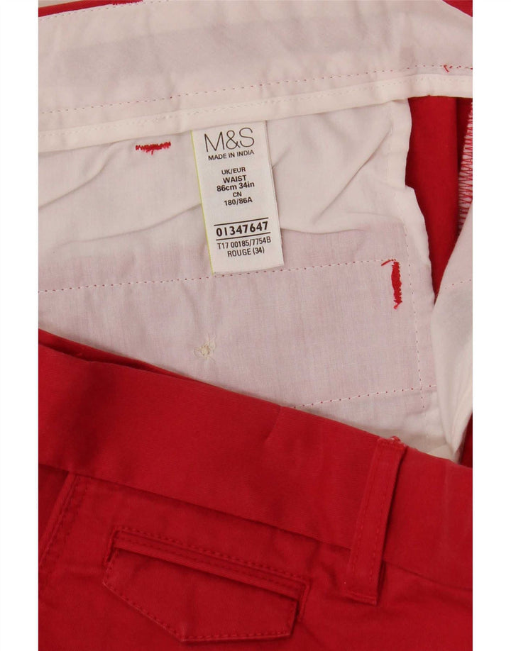 Мужские шорты-чиносы Marks & Spencer W34, большие красные, хлопковые