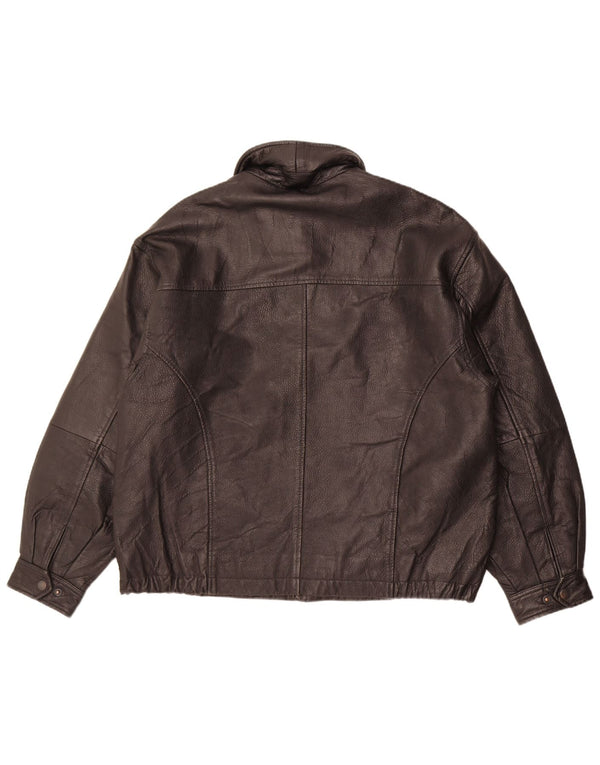 Винтажная мужская кожаная куртка UK 40, большая черная кожаная