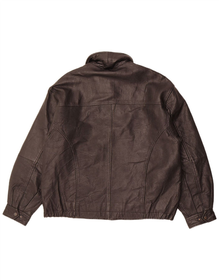 Винтажная мужская кожаная куртка UK 40, большая черная кожаная