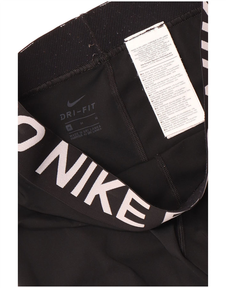Женские леггинсы-капри с графическим рисунком Nike Dri Fit UK 12, средний черный полиэстер