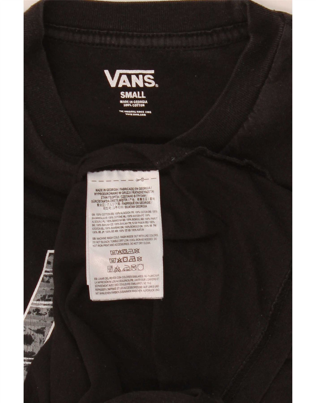 Мужской топ с рисунком Vans, маленький черный хлопок с длинным рукавом