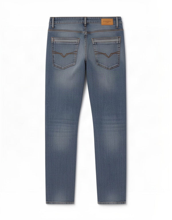 Мужские потертые узкие джинсы Guess W32 L30 синие, хлопок