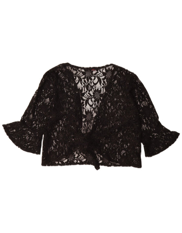 Женский прозрачный топ Nouvelle с завязкой спереди, Великобритания, 20/22, 2XL, черный с цветочным принтом