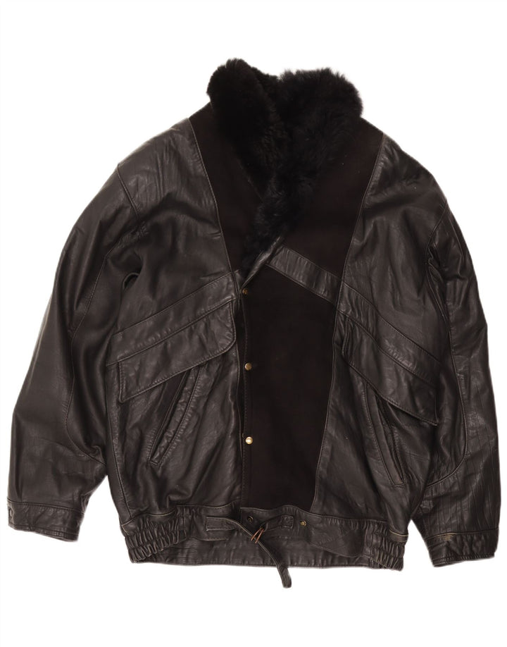 Мужская кожаная куртка VINTAGE UK 36 маленькая черная кожа