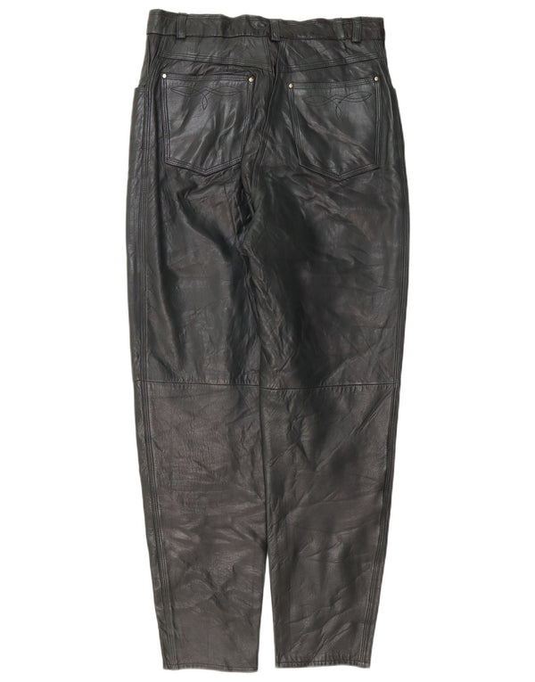 Винтажные женские зауженные кожаные брюки IT 42 Medium W30 L30 Черные