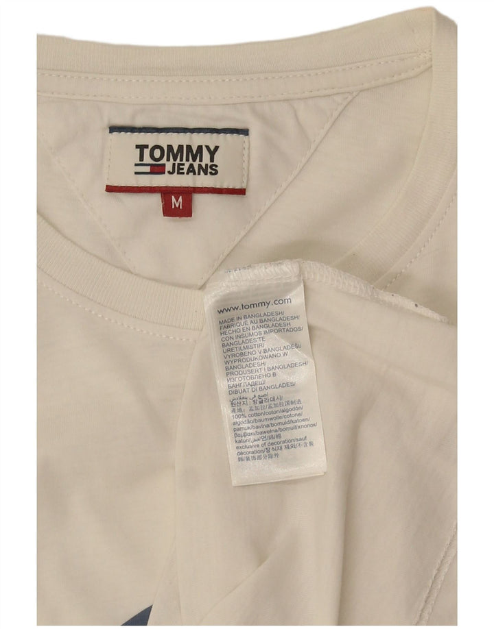 Tommy Hilfiger Мужская футболка с рисунком Топ среднего размера, белый хлопок