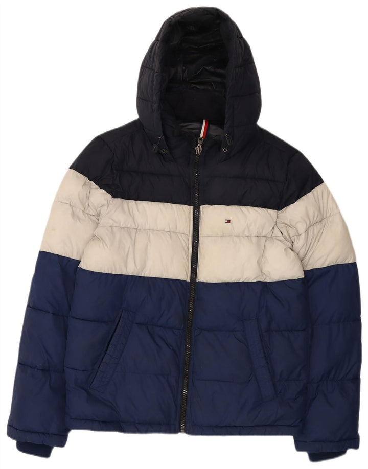 Мужская стеганая куртка с капюшоном Tommy Hilfiger UK 36, маленькая, разноцветный нейлон