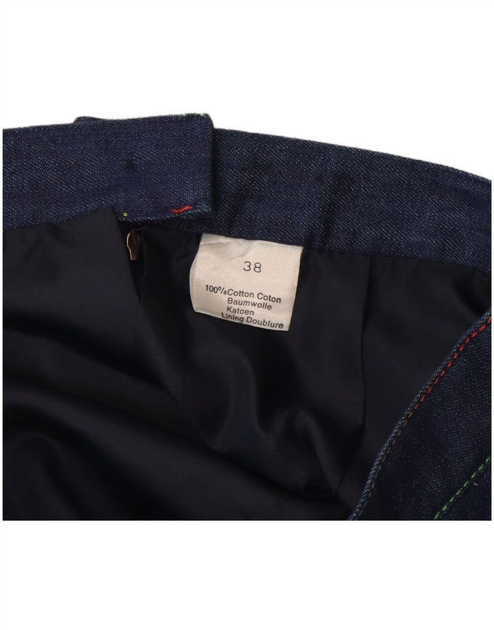 ВИНТАЖНАЯ женская джинсовая юбка с высокой талией EU 38, средний размер W26, темно-синий, хлопок