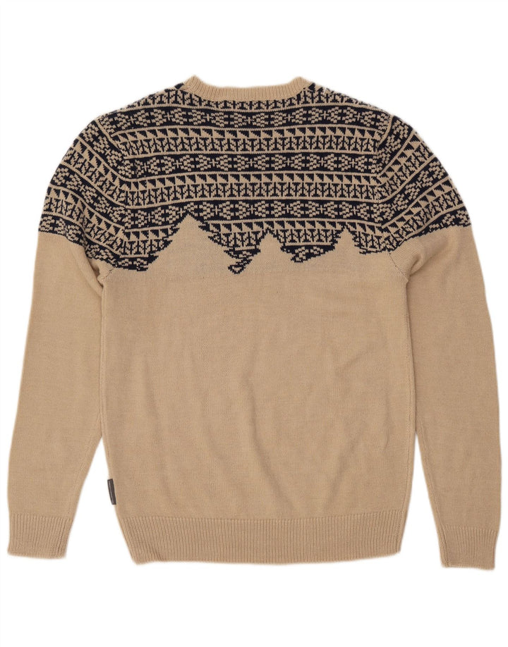 Мужской джемпер с вырезом «лодочка» FRENCH CONNECTION, средний бежевый с геометрическим узором