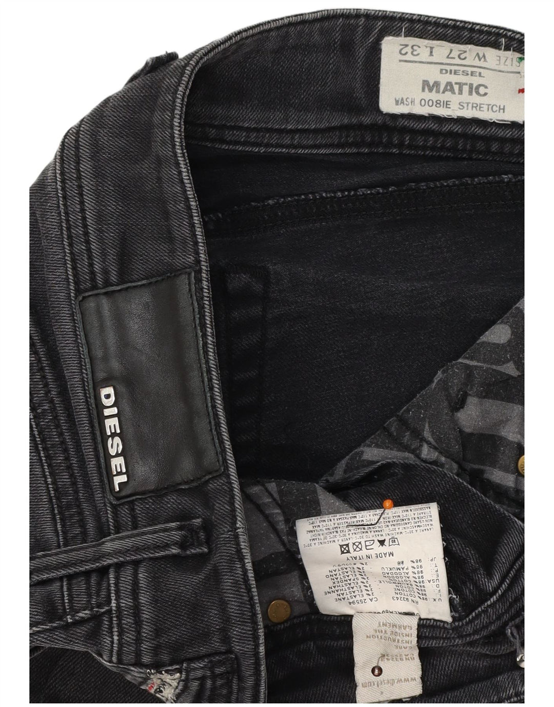 Женские узкие джинсы DIESEL Matic W27 L32, черный хлопок