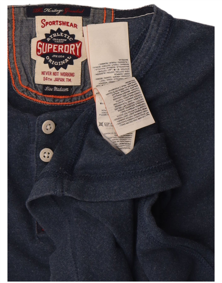 Мужской топ Superdry с длинным рукавом, средний синий хлопок