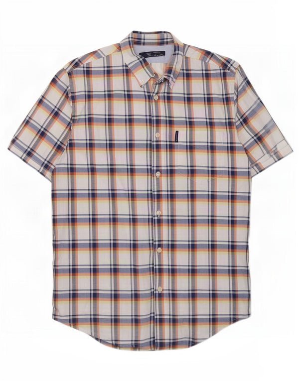 Мужская рубашка с коротким рукавом Ben Sherman, большая синяя клетка, хлопок
