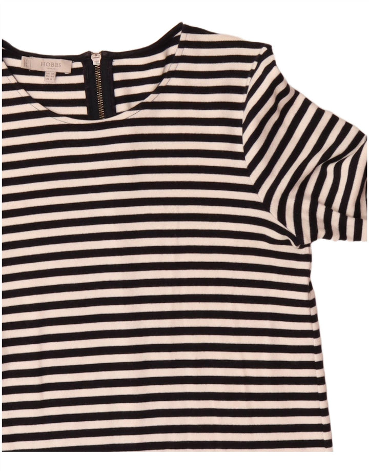 Женское платье прямого кроя Hobbs с рукавом 3/4, Великобритания 12, средний черный в полоску, хлопок