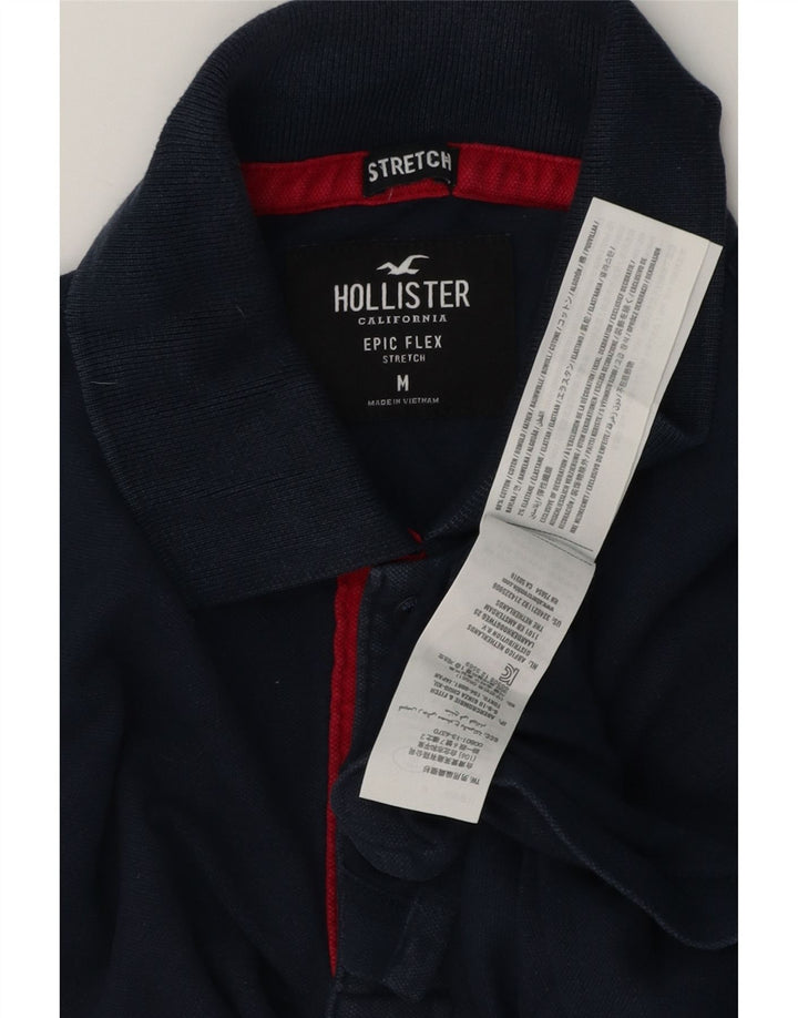 Мужская рубашка поло Hollister среднего размера, темно-синяя, хлопок