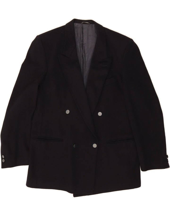 VINTAGE Womens Double Breasted Blazer Jacket UK 16 Large Navy Blue Wool Vintage Vintage and Second-Hand Vintage from Messina Hembry 