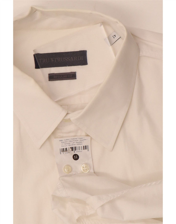 Мужская рубашка TRUSSARDI, размер 42, большая, белая, хлопок