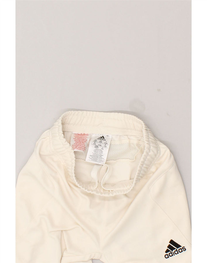 ADIDAS Boys Tracksuit Trousers 5-6 Years Off White Polyester | Vintage Adidas | Thrift | Second-Hand Adidas | Used Clothing | Messina Hembry 
