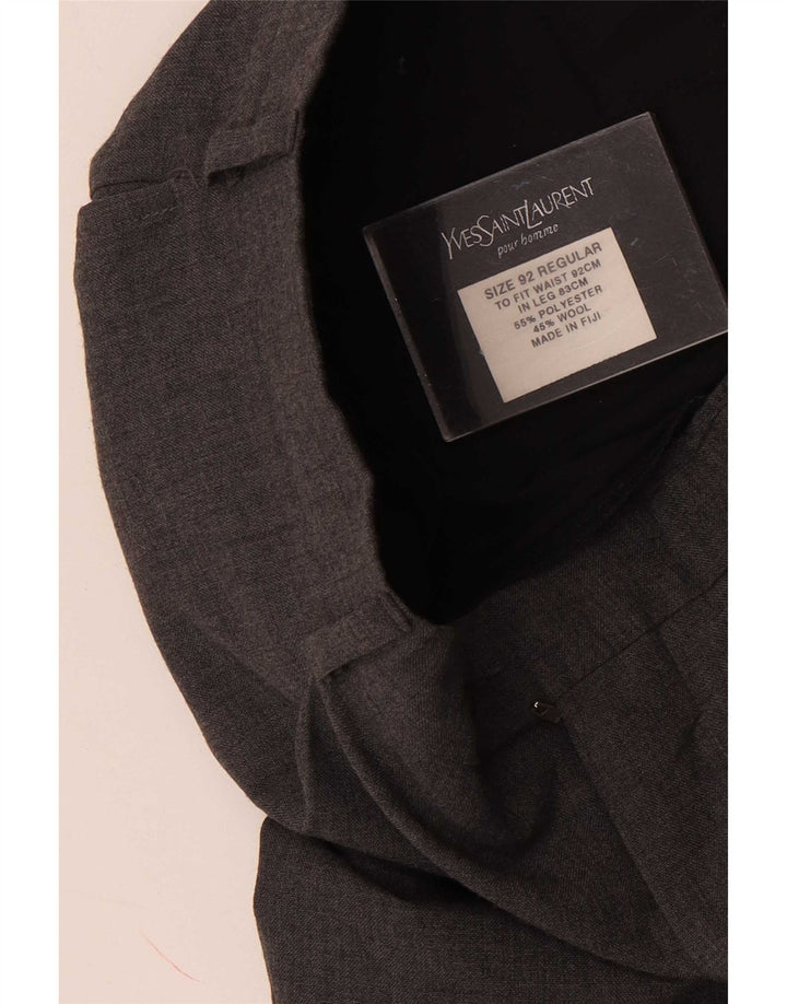 Мужские прямые брюки Yves Saint Laurent W36 L30 серые из полиэстера
