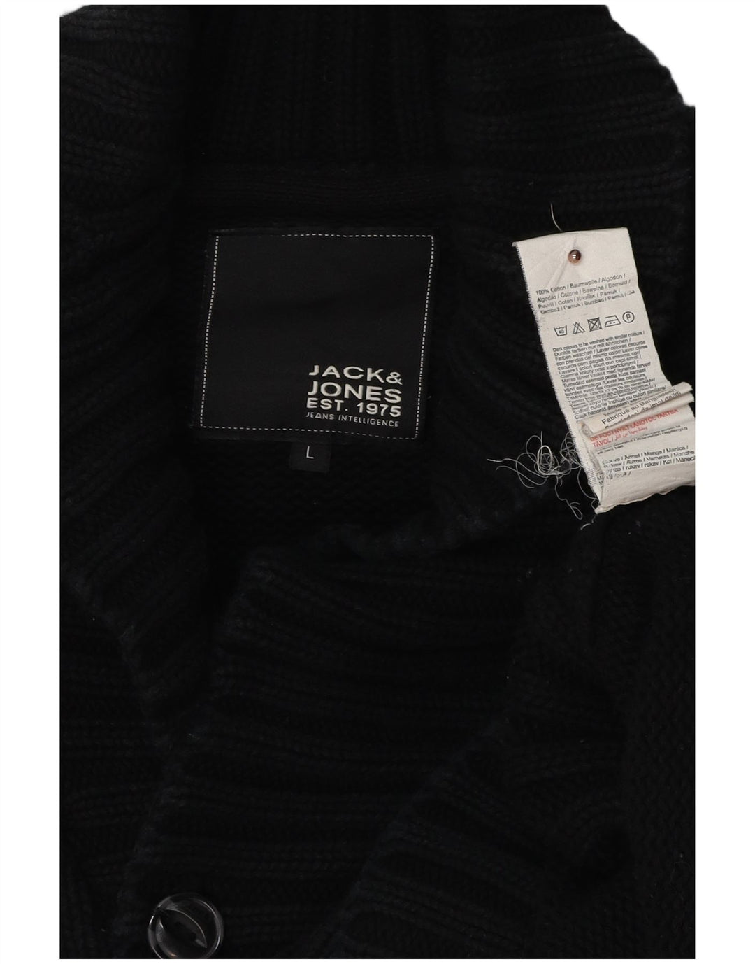Мужской кардиган JACK & JONES, большой черный хлопковый свитер