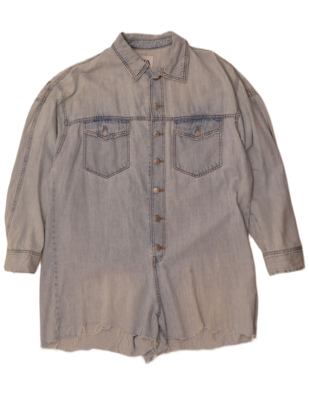 Женский джинсовый комбинезон оверсайз Zara UK 16, большой синий хлопок