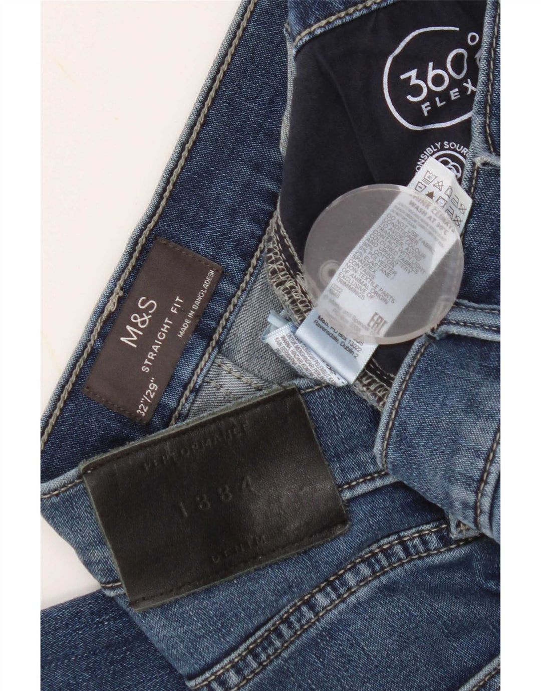 Мужские прямые джинсы Marks & Spencer W32 L29 синие, хлопок