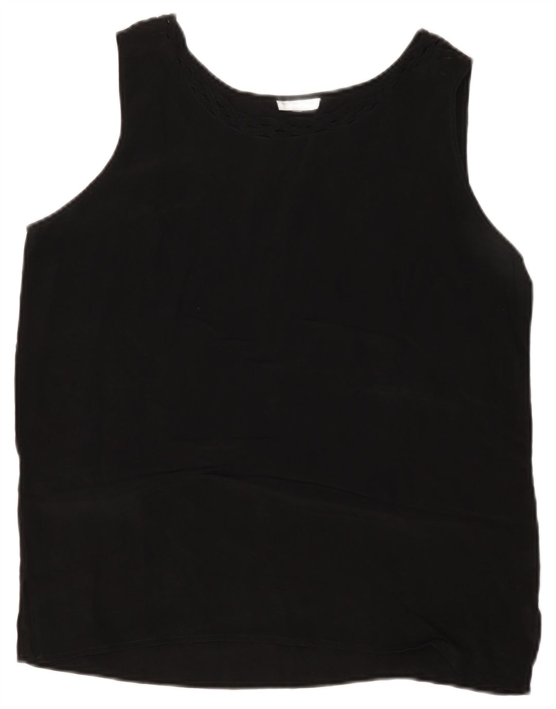 ВИНТАЖНАЯ Женская Блузка Без Рукавов Топ Великобритания 14 Средний Черный Шелк