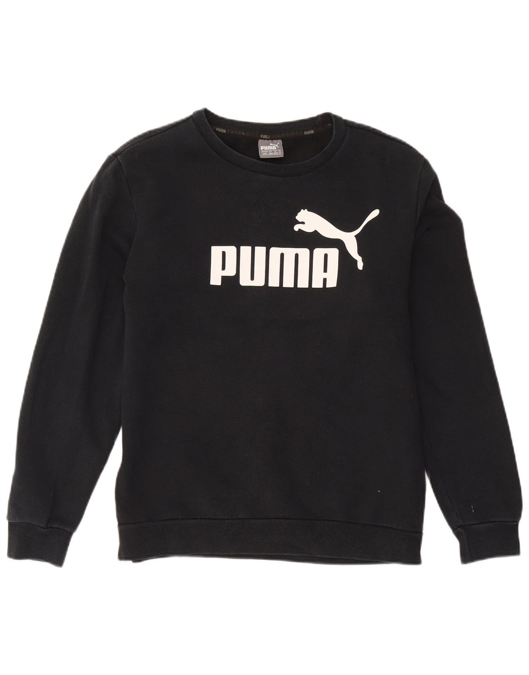 Мужской свитшот с рисунком Puma, хлопковый джемпер среднего размера, черный