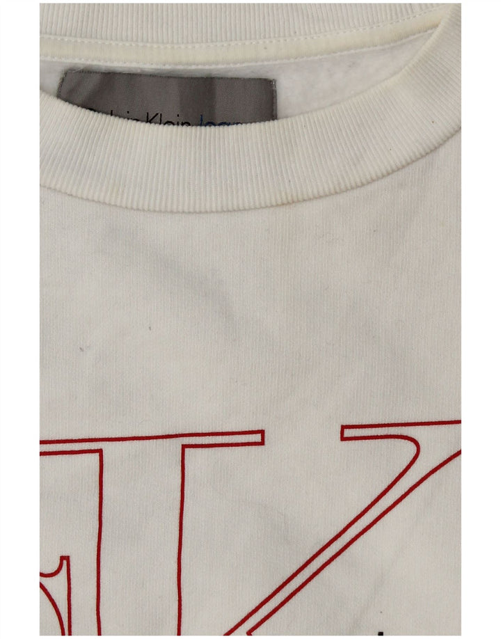 CALVIN KLEIN JEANS Женский укороченный свитшот с рисунком UK 6 XS Белый