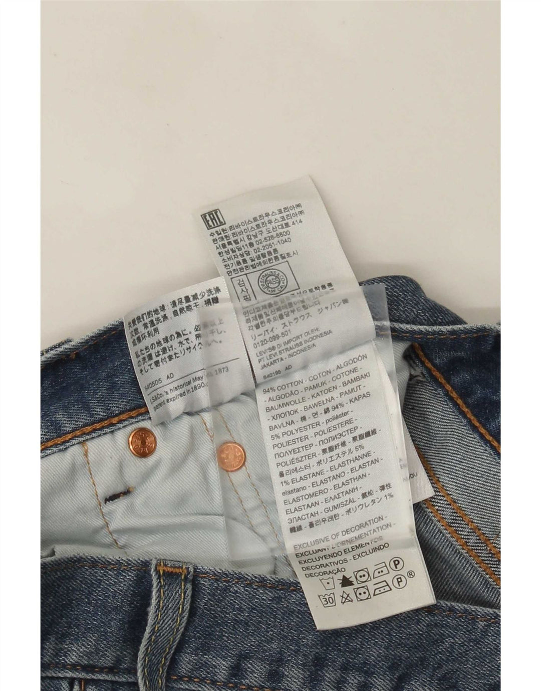 Мужские прямые джинсы Levi's 501 W33 L32 синие, хлопок